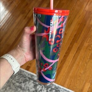 Starbucks Multicolor Tumbler with Red Lid